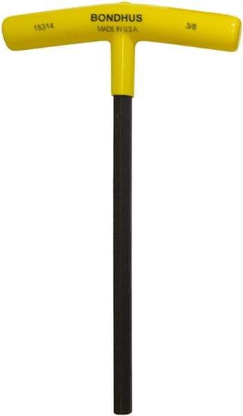 Bondhus - 3/8" Hex, T-Handle Cushion Grip, Hex Key - 9" OAL, Protanium High Torque Steel, Inch System of Measurement - Exact Tool & Supply
