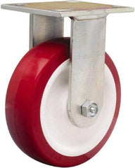 Hamilton - 6" Diam x 2" Wide x 7-1/2" OAH Top Plate Mount Rigid Caster - Polyurethane Mold on Polypropylene, 800 Lb Capacity, Straight Roller Bearing, 4 x 4-1/2" Plate - Exact Tool & Supply