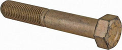 Made in USA - 3/8-24 UNF, 2-1/4" Length Under Head Hex Head Cap Screw - Partially Threaded, Grade L9 Alloy Steel, Zinc Yellow Dichromate Finish, 9/16" Hex - Exact Tool & Supply