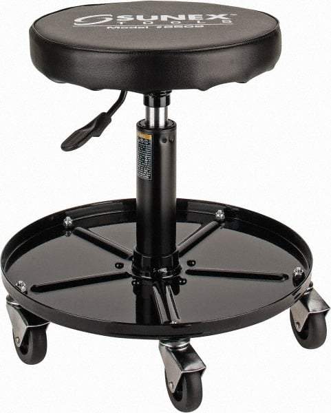 Sunex Tools - 15-1/2 to 20-1/2" High, Adjustable Height Stool - Vinyl Seat, Black - Exact Tool & Supply