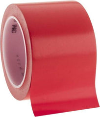 3M - 3" Wide x 5.2 mil Thick Vinyl Floor & Egress Marking Tape - General Traffic, Red, Solid Color - Exact Tool & Supply