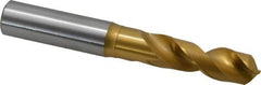 OSG - 14.50086mm 120° Spiral Flute Vanadium High Speed Steel Screw Machine Drill Bit - TiN Finish, Right Hand Cut, 56mm Flute Length, 116mm OAL, Faceted Point, Straight Shank - Exact Tool & Supply