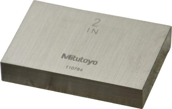 Mitutoyo - 2" Rectangular Steel Gage Block - Accuracy Grade AS-1, Includes Certificate of Inspection - Exact Tool & Supply