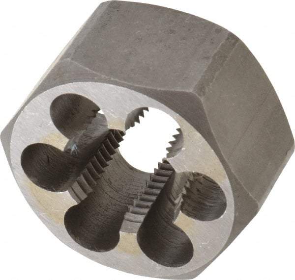 Interstate - M24x2.00 Metric Fine Thread, 1-13/16" Hex, Right Hand Thread, Hex Rethreading Die - Carbon Steel, 1" Thick - Exact Tool & Supply