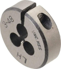 Interstate - #3-48 UNC Thread, 13/16" Outside Diam High Speed Steel Round Die - Left Hand Thread, Adjustable - Exact Tool & Supply