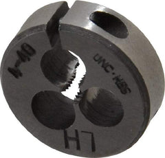 Interstate - #4-40 UNC Thread, 13/16" Outside Diam High Speed Steel Round Die - Left Hand Thread, Adjustable - Exact Tool & Supply