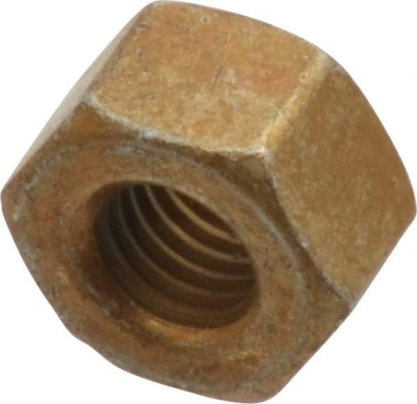 Value Collection - 1/4-28 UNF Steel Right Hand Hex Nut - 7/16" Across Flats, 0.264" High, Zinc Yellow Dichromate Cad & Waxed Finish - Exact Tool & Supply