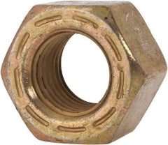 Made in USA - 7/16-20 UNF Steel Right Hand Hex Nut - 11/16" Across Flats, 0.445" High, Zinc Yellow Dichromate Cad & Waxed Finish - Exact Tool & Supply