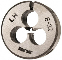 Interstate - #6-32 UNC Thread, 1" Outside Diam High Speed Steel Round Die - Left Hand Thread, Adjustable - Exact Tool & Supply