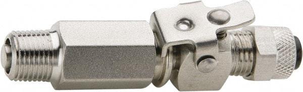 Parker - 1/4" OD, Grade 316Stainless Steel Single End Shutoff Pipe Coupler - 150 Max Working psi, 1/2" Hex, Comp x MNPT Ends - Exact Tool & Supply