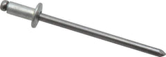 Marson - Size 44 Button Head Steel Open End Blind Rivet - Steel Mandrel, 0.032" to 1/8" Grip, 1/4" Head Diam, 0.129" to 0.133" Hole Diam, 0.275" Length Under Head, 1/8" Body Diam - Exact Tool & Supply
