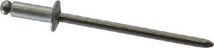 Marson - Button Head Steel Open End Blind Rivet - Steel Mandrel, 0.126" to 0.187" Grip, 1/4" Head Diam, 0.129" to 0.133" Hole Diam, 0.337" Length Under Head, 1/8" Body Diam - Exact Tool & Supply