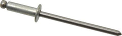Marson - Button Head Steel Open End Blind Rivet - Steel Mandrel, 0.188" to 1/4" Grip, 1/4" Head Diam, 0.129" to 0.133" Hole Diam, 0.4" Length Under Head, 1/8" Body Diam - Exact Tool & Supply