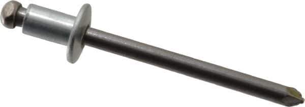 Marson - Button Head Steel Open End Blind Rivet - Steel Mandrel, 0.032" to 1/8" Grip, 3/8" Head Diam, 0.192" to 0.196" Hole Diam, 0.187" Length Under Head, 3/16" Body Diam - Exact Tool & Supply