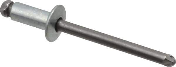 Marson - Button Head Steel Open End Blind Rivet - Steel Mandrel, 0.188" to 1/4" Grip, 3/8" Head Diam, 0.192" to 0.196" Hole Diam, 0.45" Length Under Head, 3/16" Body Diam - Exact Tool & Supply