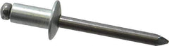Marson - Button Head Steel Open End Blind Rivet - Steel Mandrel, 0.126" to 1/4" Grip, 1/2" Head Diam, 0.257" to 0.261" Hole Diam, 1/2" Length Under Head, 1/4" Body Diam - Exact Tool & Supply