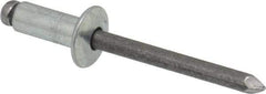 Marson - Button Head Steel Open End Blind Rivet - Steel Mandrel, 0.251" to 3/8" Grip, 1/2" Head Diam, 0.257" to 0.261" Hole Diam, 5/8" Length Under Head, 1/4" Body Diam - Exact Tool & Supply