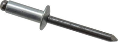 Marson - Button Head Steel Open End Blind Rivet - Steel Mandrel, 0.376" to 1/2" Grip, 1/2" Head Diam, 0.257" to 0.261" Hole Diam, 3/4" Length Under Head, 1/4" Body Diam - Exact Tool & Supply