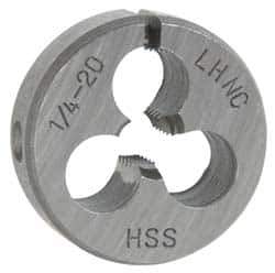 Interstate - 1/4-20 UNC Thread, 1" Outside Diam High Speed Steel Round Die - Left Hand Thread, Adjustable - Exact Tool & Supply