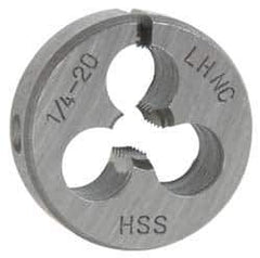 Interstate - 1/4-20 UNC Thread, 1" Outside Diam High Speed Steel Round Die - Left Hand Thread, Adjustable - Exact Tool & Supply