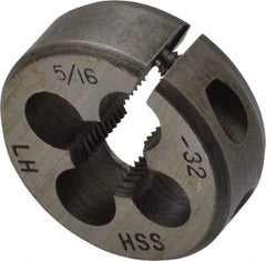 Interstate - 5/16-32 UNEF Thread, 1" Outside Diam High Speed Steel Round Die - Left Hand Thread, Adjustable - Exact Tool & Supply