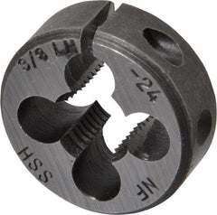 Interstate - 3/8-24 UNF Thread, 1" Outside Diam High Speed Steel Round Die - Left Hand Thread, Adjustable - Exact Tool & Supply