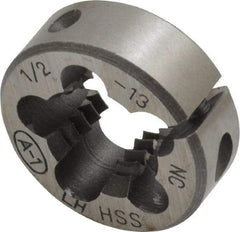 Interstate - 1/2-13 UNC Thread, 1" Outside Diam High Speed Steel Round Die - Left Hand Thread, Adjustable - Exact Tool & Supply