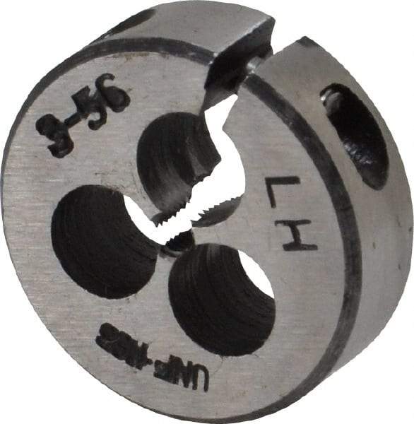 Interstate - #3-56 UNF Thread, 13/16" Outside Diam High Speed Steel Round Die - Left Hand Thread, Adjustable - Exact Tool & Supply
