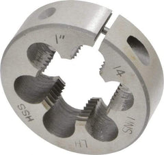 Interstate - 1-14 UNS Thread, 2" Outside Diam High Speed Steel Round Die - Left Hand Thread, Adjustable - Exact Tool & Supply