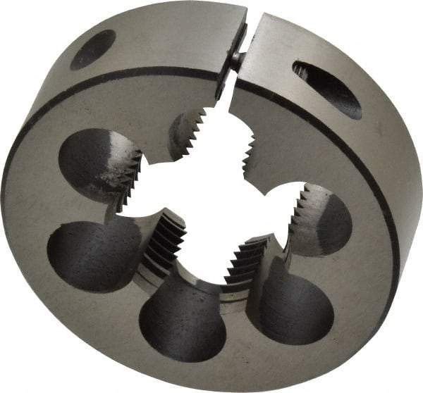 Interstate - 1-1/8 - 12 UNF Thread, 2-1/2" Outside Diam High Speed Steel Round Die - Left Hand Thread, Adjustable - Exact Tool & Supply