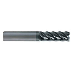 SGS - 12mm, 25mm LOC, 12mm Shank Diam, 75mm OAL, 5 Flute, Solid Carbide Square End Mill - Single End, AlTiN Finish, Spiral Flute, 45° Helix, Centercutting, Right Hand Cut, Right Hand Flute, Series 55M - Exact Tool & Supply