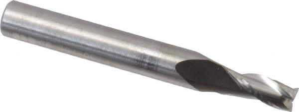 RobbJack - 3/16", 3/8" LOC, 1/4" Shank Diam, 2" OAL, 3 Flute, Solid Carbide Square End Mill - Single End, Uncoated, Spiral Flute, 30° Helix, Centercutting, Right Hand Cut, Right Hand Flute, Series C8-301 - Exact Tool & Supply