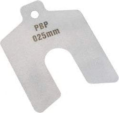 Precision Brand - 10 Piece, 5 Inch Long x 125 mm Wide x 0.05 mm Thick, Slotted Shim Stock - Stainless, 1-5/8 Inch Wide Slot - Exact Tool & Supply