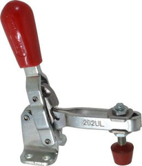 De-Sta-Co - 200 Lb Holding Capacity, Vertical Handle, Manual Hold Down Toggle Clamp - 65° Handle Movement, 105° Bar Opening, U-Bar, Flanged Base, Electro-Plated Zinc, Carbon Steel - Exact Tool & Supply