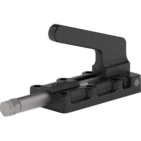 De-Sta-Co - 550 Lb Load Capacity, Flanged Base, Carbon Steel, Standard Straight Line Action Clamp - 6 Mounting Holes, 0.22" Mounting Hole Diam, 0.39" Plunger Diam, Straight Handle - Exact Tool & Supply