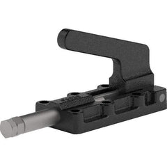 De-Sta-Co - 550 Lb Load Capacity, Flanged Base, Carbon Steel, Standard Straight Line Action Clamp - 6 Mounting Holes, 0.22" Mounting Hole Diam, 0.39" Plunger Diam, Straight Handle - Exact Tool & Supply