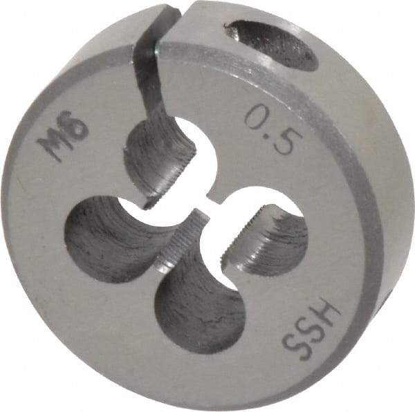 Interstate - M6x0.50 Metric Fine Thread, 1" Outside Diam High Speed Steel Round Die - Right Hand Thread, Adjustable - Exact Tool & Supply