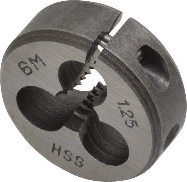 Interstate - M6x1.25 Metric Special Thread, 1" Outside Diam High Speed Steel Round Die - Right Hand Thread, Adjustable - Exact Tool & Supply