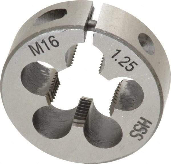 Interstate - M16x1.25 Metric Special Thread, 1-1/2" Outside Diam High Speed Steel Round Die - Right Hand Thread, Adjustable - Exact Tool & Supply