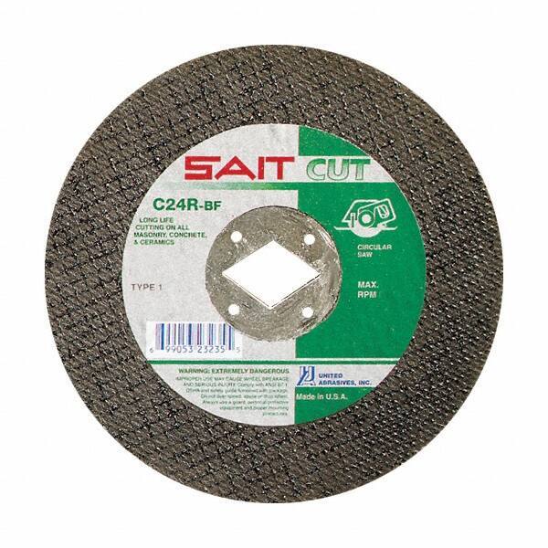 Sait - 6-1/2" 24 Grit Silicon Carbide Cutoff Wheel - 3/32" Thick, 5/8" Arbor, 8,500 Max RPM, Use with Circular Saws - Exact Tool & Supply