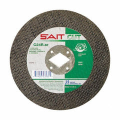Sait - 8" 24 Grit Silicon Carbide Cutoff Wheel - 3/32" Thick, 7/8" Arbor, 7,600 Max RPM, Use with Circular Saws - Exact Tool & Supply