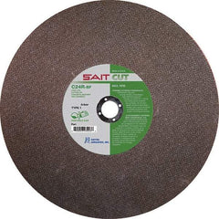 Sait - 14" 24 Grit Silicon Carbide Cutoff Wheel - 1/8" Thick, 20mm Arbor, 5,460 Max RPM, Use with Portable Tools - Exact Tool & Supply
