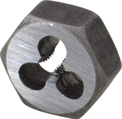 Interstate - M4x0.70 Metric Coarse Thread, 19/32" Hex, Right Hand Thread, Hex Rethreading Die - Carbon Steel, 1/4" Thick - Exact Tool & Supply