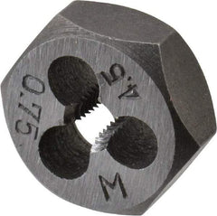 Interstate - M4.5x0.75 Metric Coarse Thread, 19/32" Hex, Right Hand Thread, Hex Rethreading Die - Carbon Steel, 1/4" Thick - Exact Tool & Supply