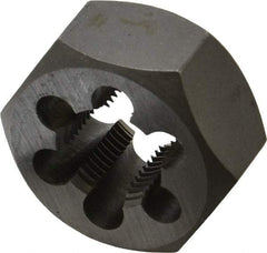 Interstate - M18x1.50 Metric Fine Thread, 1-7/16" Hex, Right Hand Thread, Hex Rethreading Die - Carbon Steel, 3/4" Thick - Exact Tool & Supply