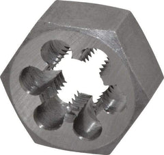 Interstate - M18x2.50 Metric Coarse Thread, 1-7/16" Hex, Right Hand Thread, Hex Rethreading Die - Carbon Steel, 3/4" Thick - Exact Tool & Supply
