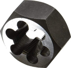 Interstate - M22x1.50 Metric Fine Thread, 1-5/8" Hex, Right Hand Thread, Hex Rethreading Die - Carbon Steel, 7/8" Thick - Exact Tool & Supply