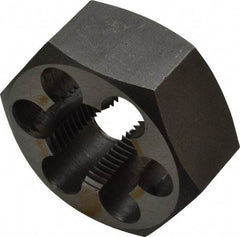 Interstate - M30x2.00 Metric Fine Thread, 2-3/16" Hex, Right Hand Thread, Hex Rethreading Die - Carbon Steel, 1" Thick - Exact Tool & Supply