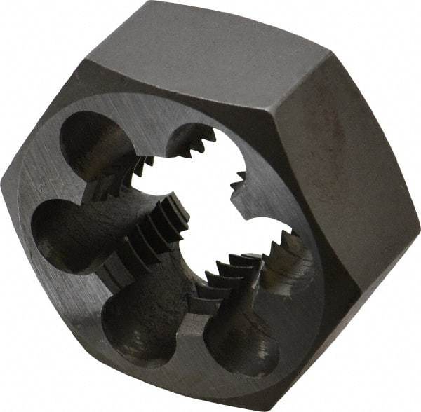Interstate - M30x3.50 Metric Coarse Thread, 2-3/16" Hex, Right Hand Thread, Hex Rethreading Die - Carbon Steel, 1" Thick - Exact Tool & Supply