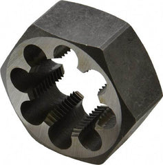 Interstate - M33x2.00 Metric Fine Thread, 2-3/16" Hex, Right Hand Thread, Hex Rethreading Die - Carbon Steel, 1" Thick - Exact Tool & Supply